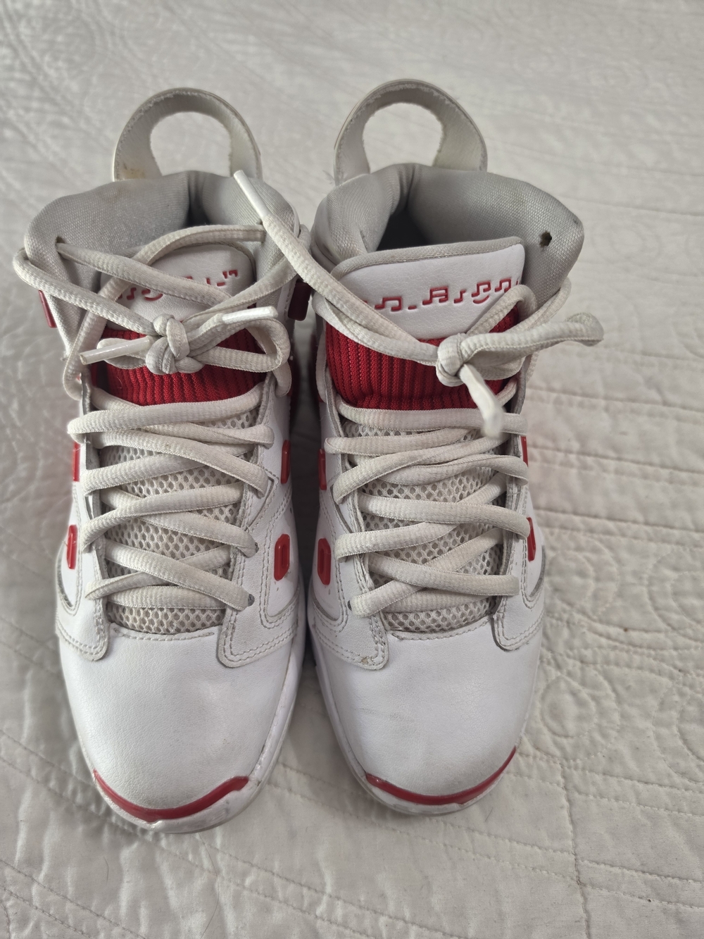 Jordan Kids White and Red High-Top Sneakers